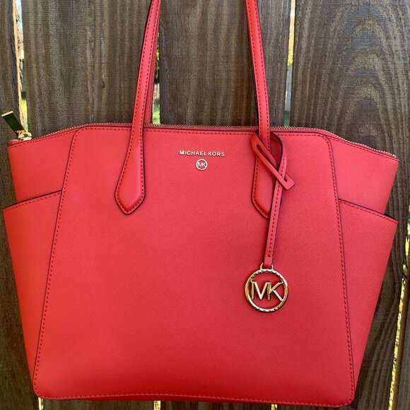 EUC Michael Kors Marilyn Medium Spiced Coral Saffiano Leather Tote Bag - Picture 1 of 14